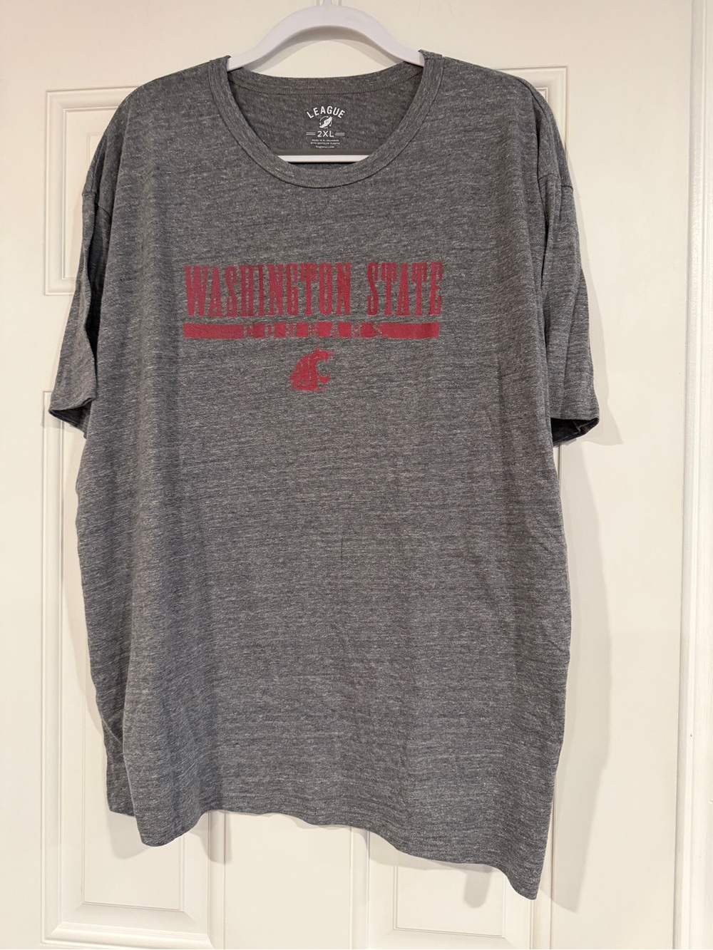 League Gray Washington State Graphic Tee with Red Print